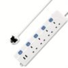 4-Way Extension Lead with 2 USB Ports & Individual Switches