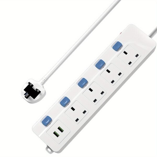 4-Way Extension Lead with 2 USB Ports & Individual Switches