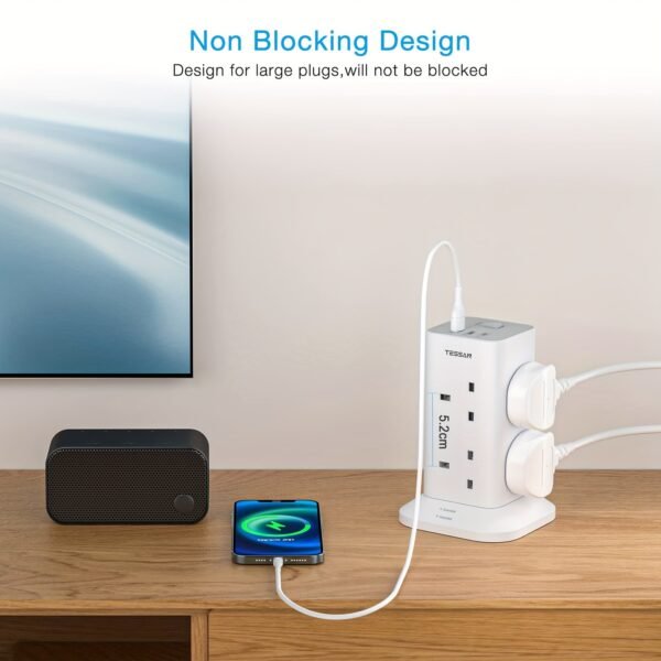 5m Tower Extension Lead with 2 USB-A & 1 USB-C Ports