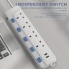4-Way Extension Lead with 2 USB Ports & Individual Switches