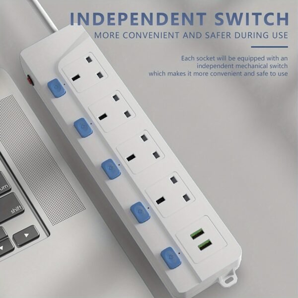 4-Way Extension Lead with 2 USB Ports & Individual Switches