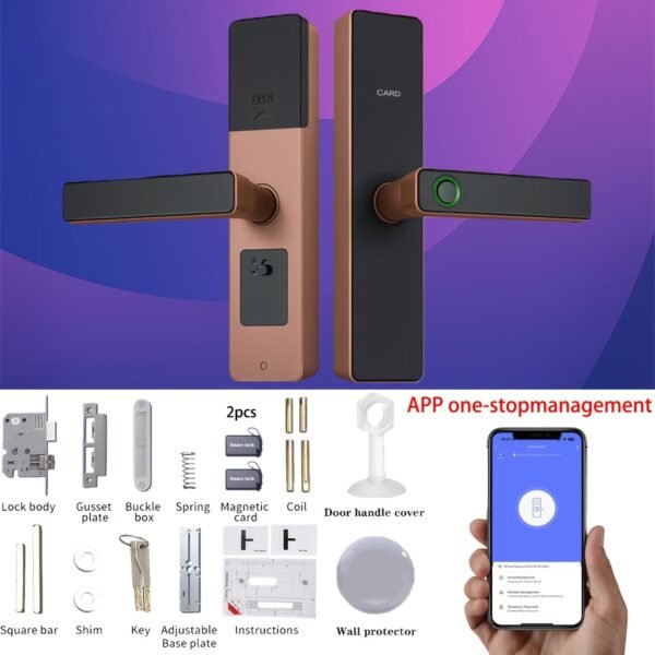 5-in-1 Fingerprint Smart Door Lock with Touch Keypad & Handle