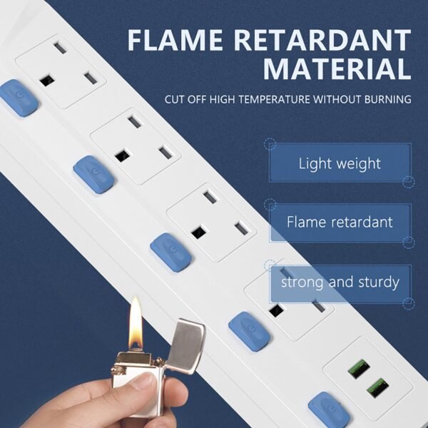 4-Way Extension Lead with 2 USB Ports & Individual Switches