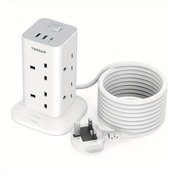 5m Tower Extension Lead with 2 USB-A & 1 USB-C Ports